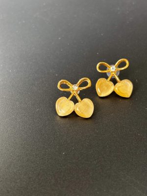 Small Heart Crystal Gold Plated Earrings