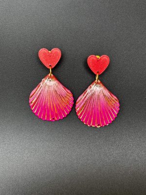 Pink Shell Stud Earrings