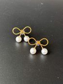 Gold Coated Winding Bow Earrings