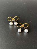 Gold Coated Winding Bow Earrings