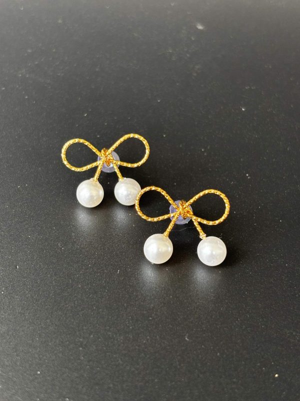 Gold Coated Winding Bow Earrings - Image 3