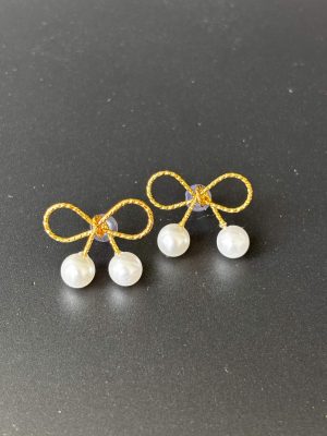 Gold Coated Winding Bow Earrings