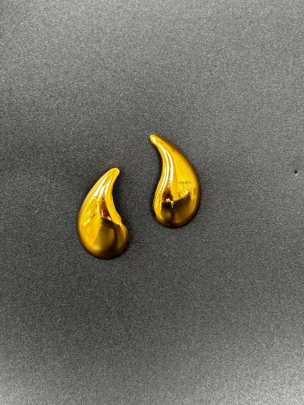 Gold Teardrop Stud Earrings - Image 2