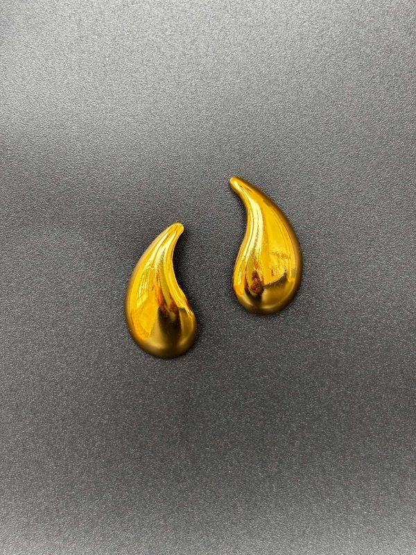 Gold Teardrop Stud Earrings - Image 3