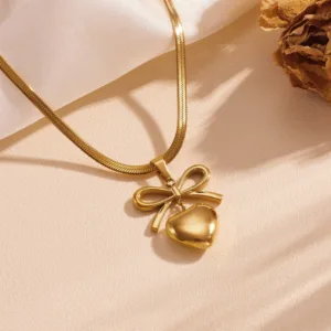 Bow Knot Heart Neckalce