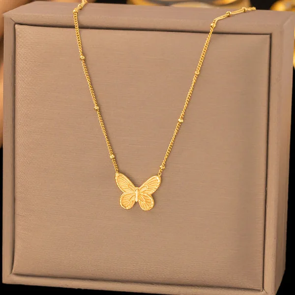 Gold Plated Butterfly Themed Pendent Chain