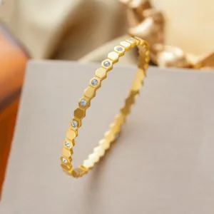 Hexagonal  Gold Plated Bangle
