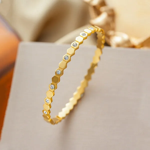 Hexagonal Gold Plated Bangle