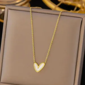 Trendy Heart MOP Necklace