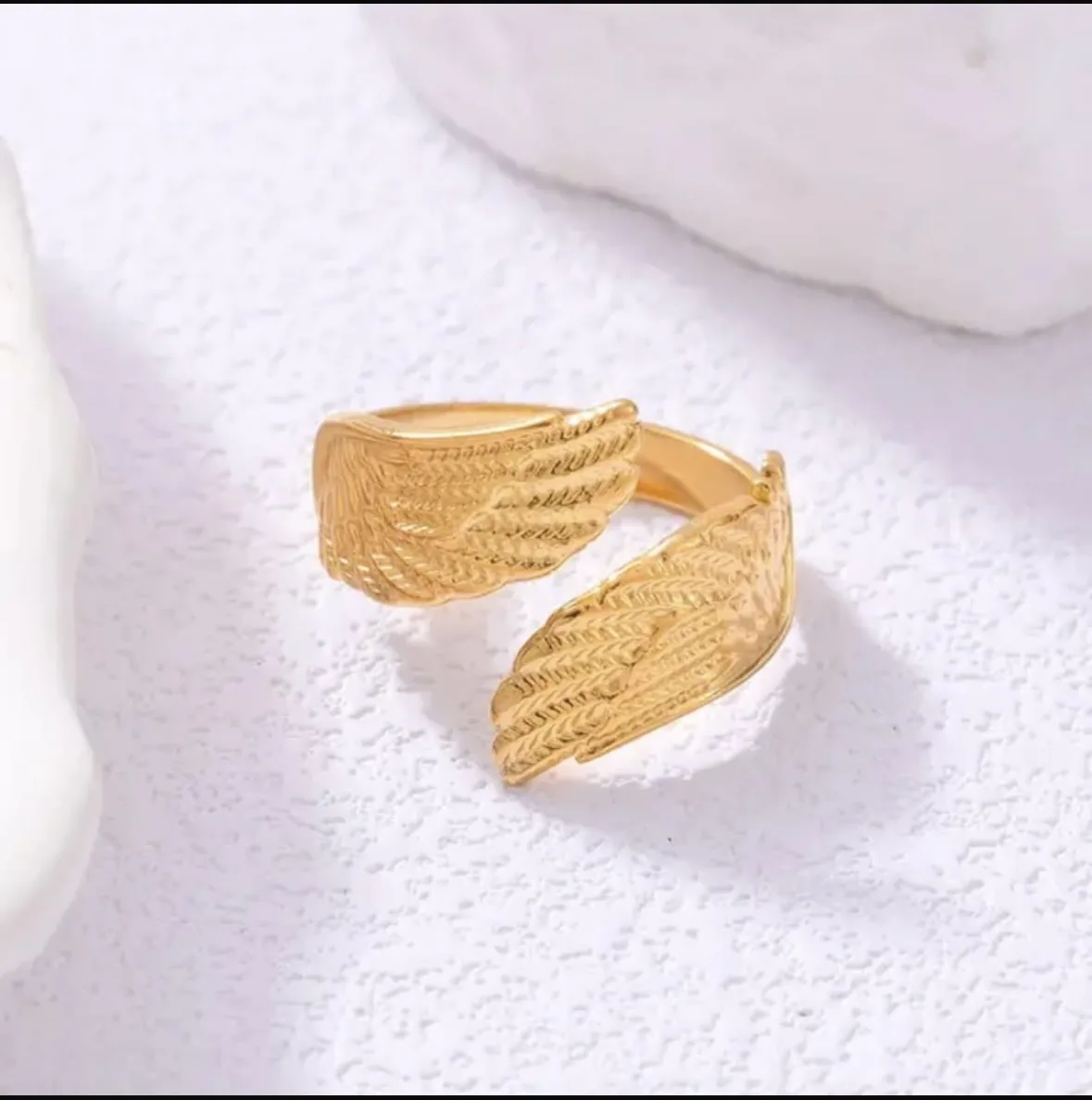Gold Angel Wings Adjusable Ring - Image 4