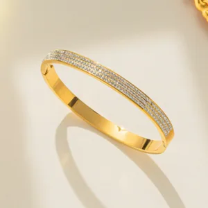 Gold Plated Tripal Lines American Diamond  Bangle