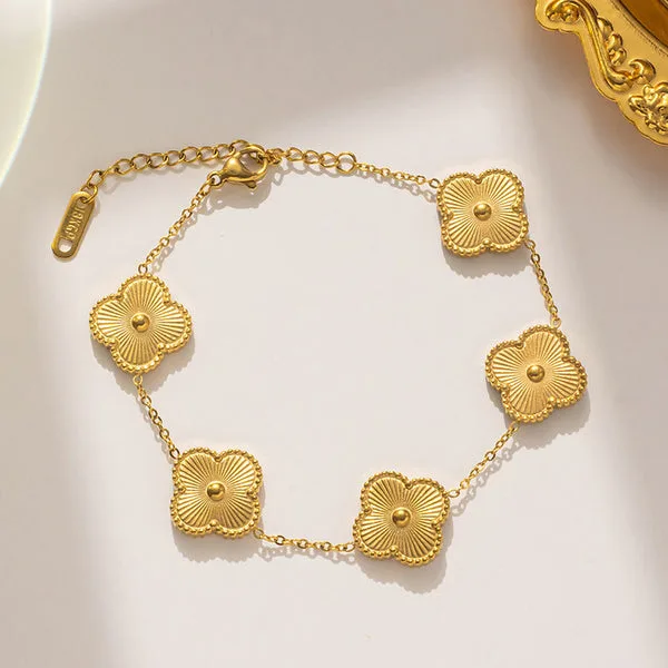 Trendy Golden Floral Bracelet
